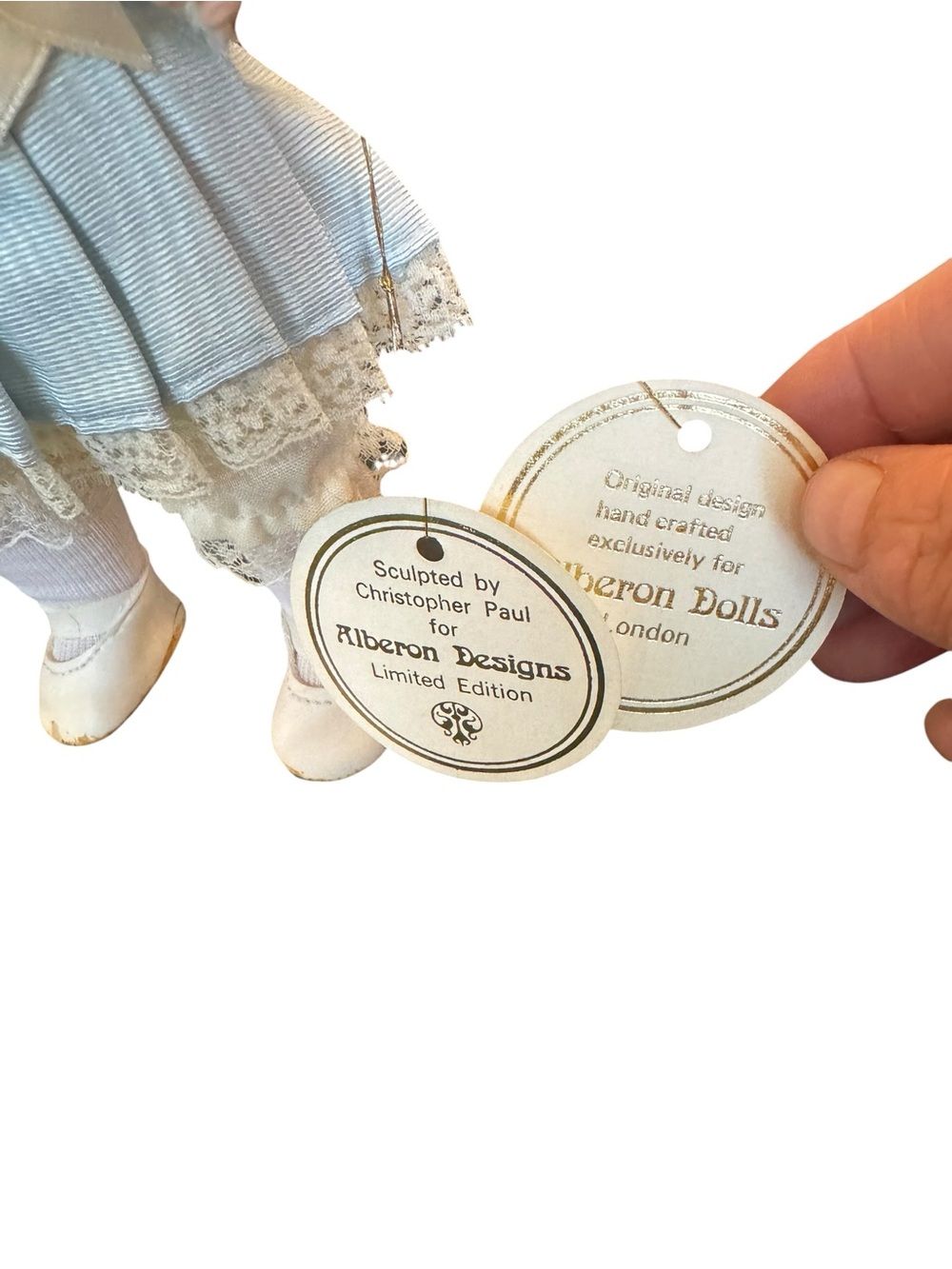 Limited Edition Alberon Zoe Porcelain Collectible Doll in Pale Blue Lace Outfit - Picture 10 of 16